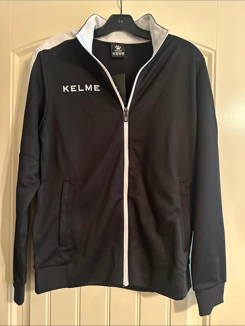 Kelme Men’s Black Performance Track Jacket with White Trim